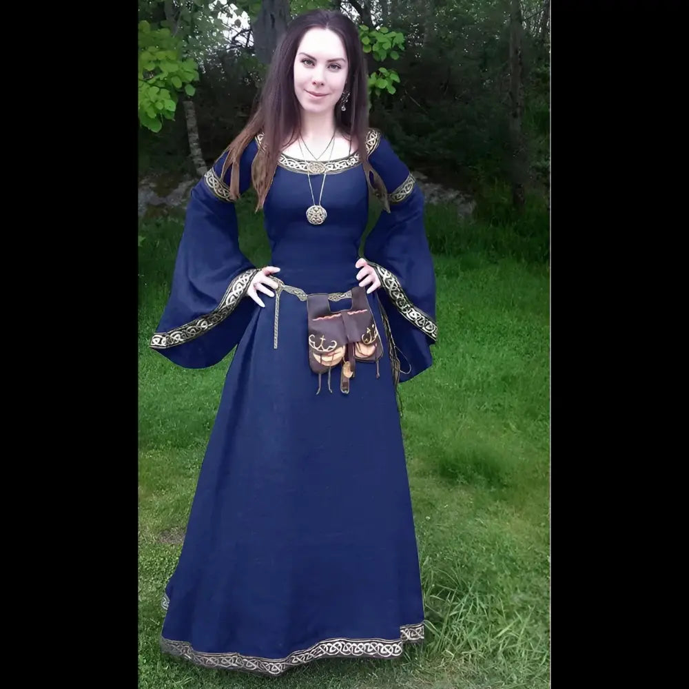 Blau Langes keltisches Kleid