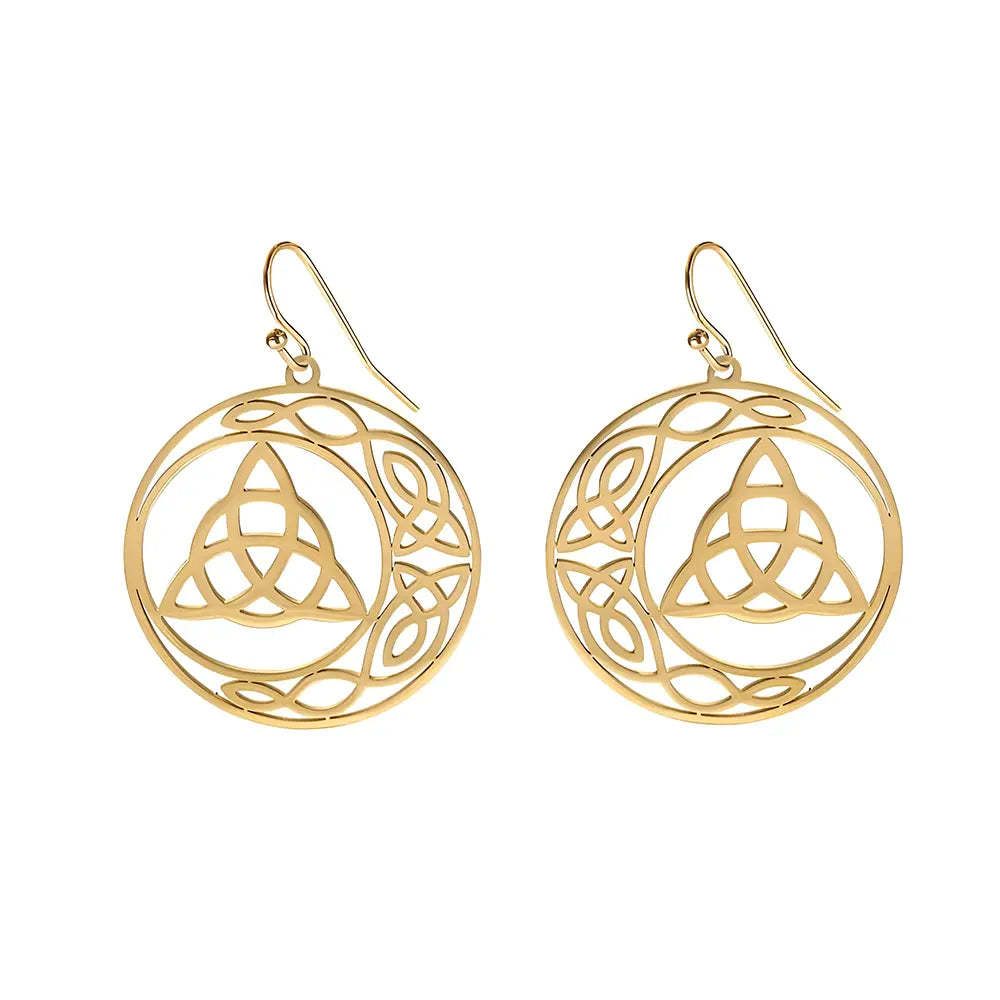 Goldene Wikinger Ohrringe Damen mit Skandinavischer Knoten