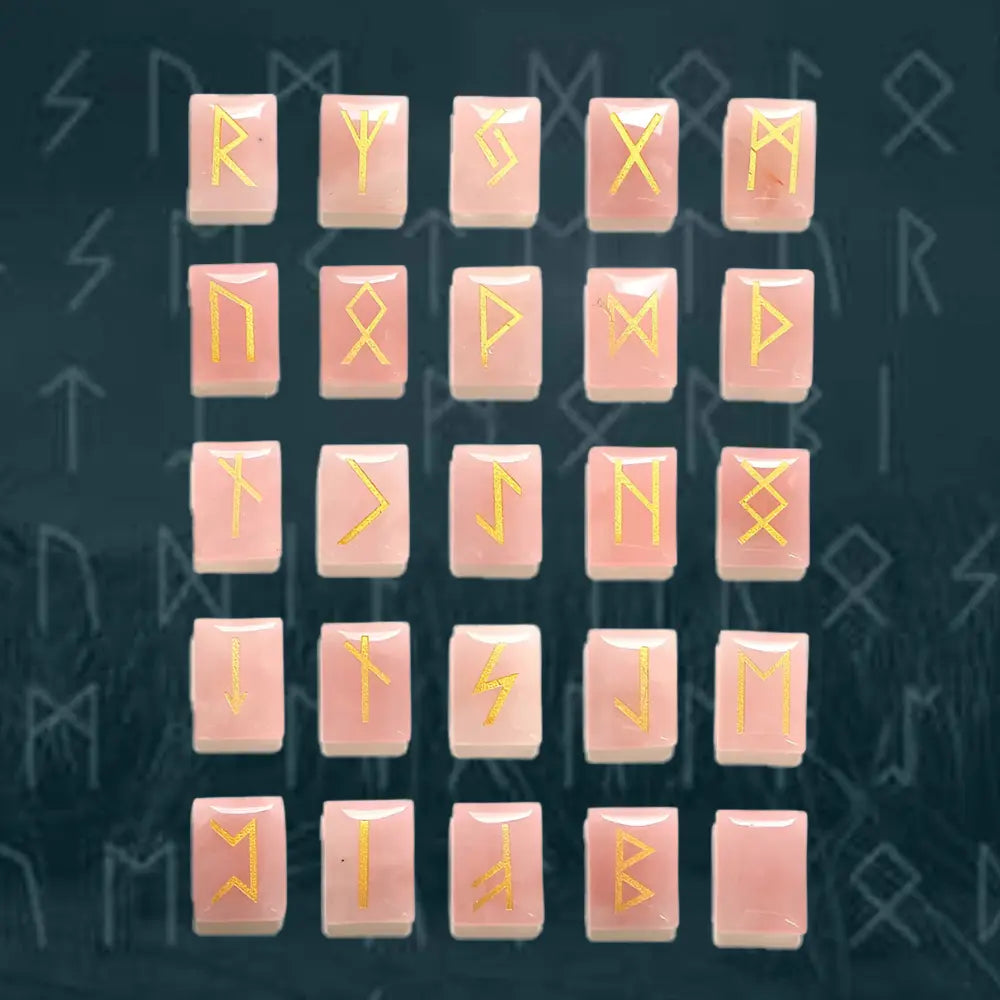 Runen Wikinger Symbole aus Rosa Kristall