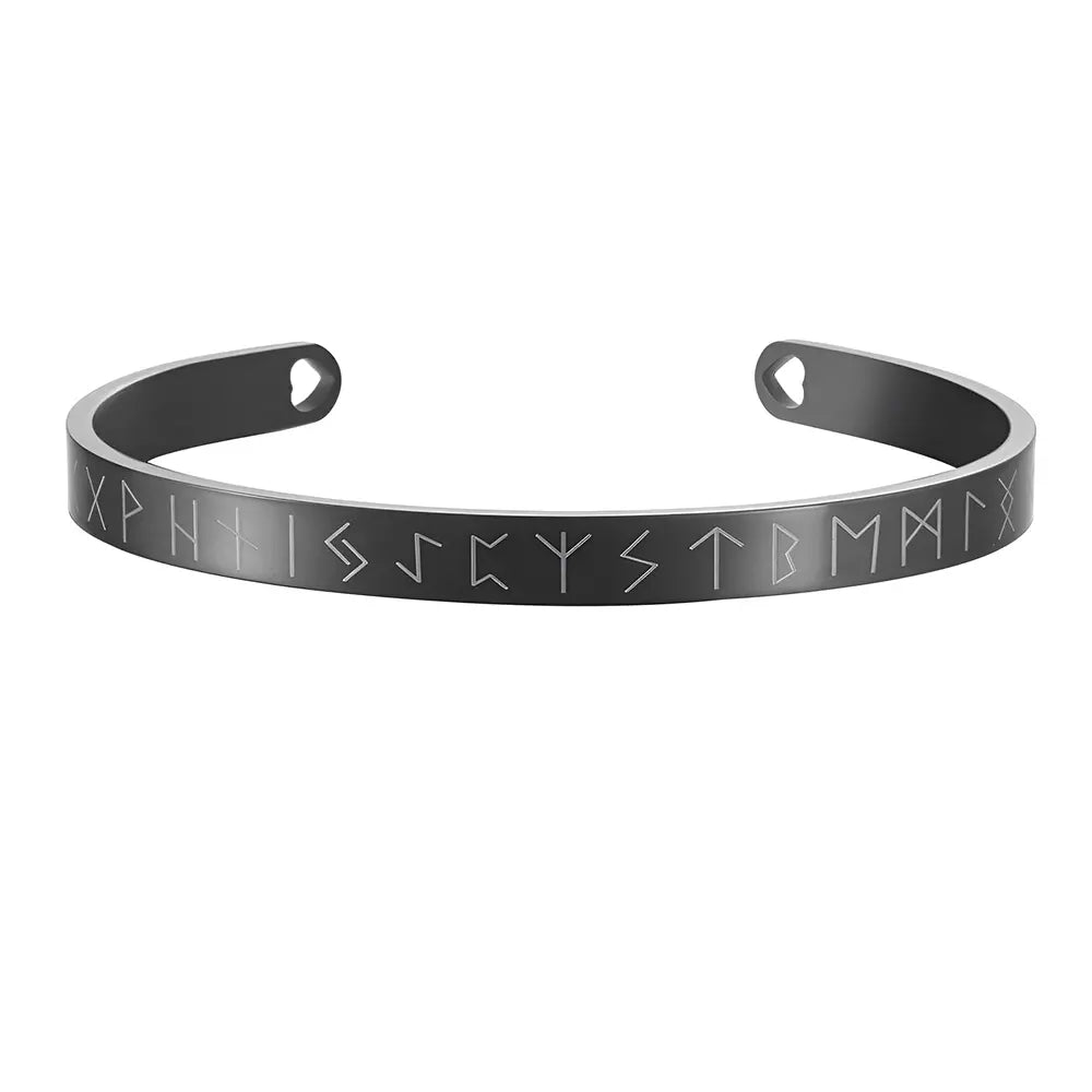 Schwarz Wikinger Schmuck Herren Armband mit Futhark