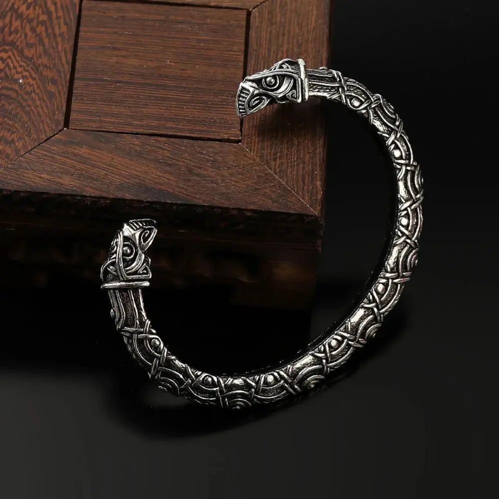 Silber Viking Warrior Bracelet Odin Crow