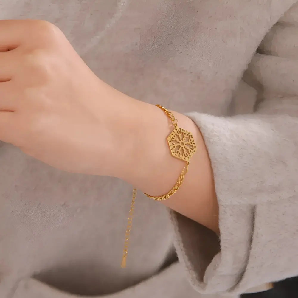 Viking Style Bracelet Aegishjalmur Symbol