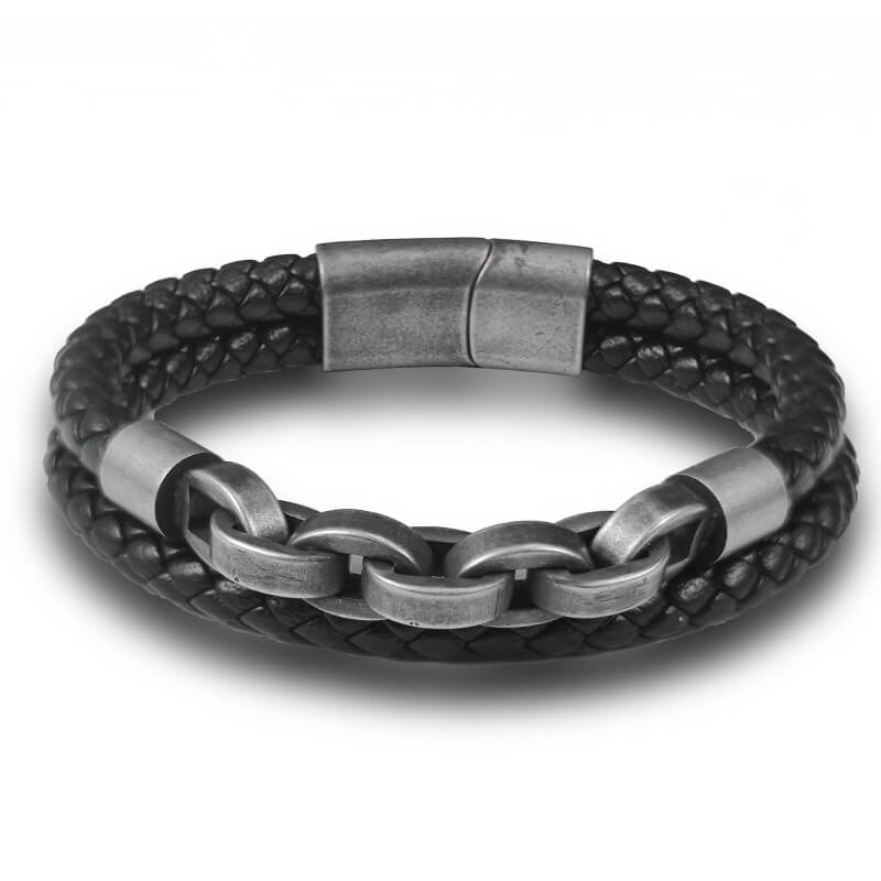 Wikinger Armreif Fenris Chain (Leder)