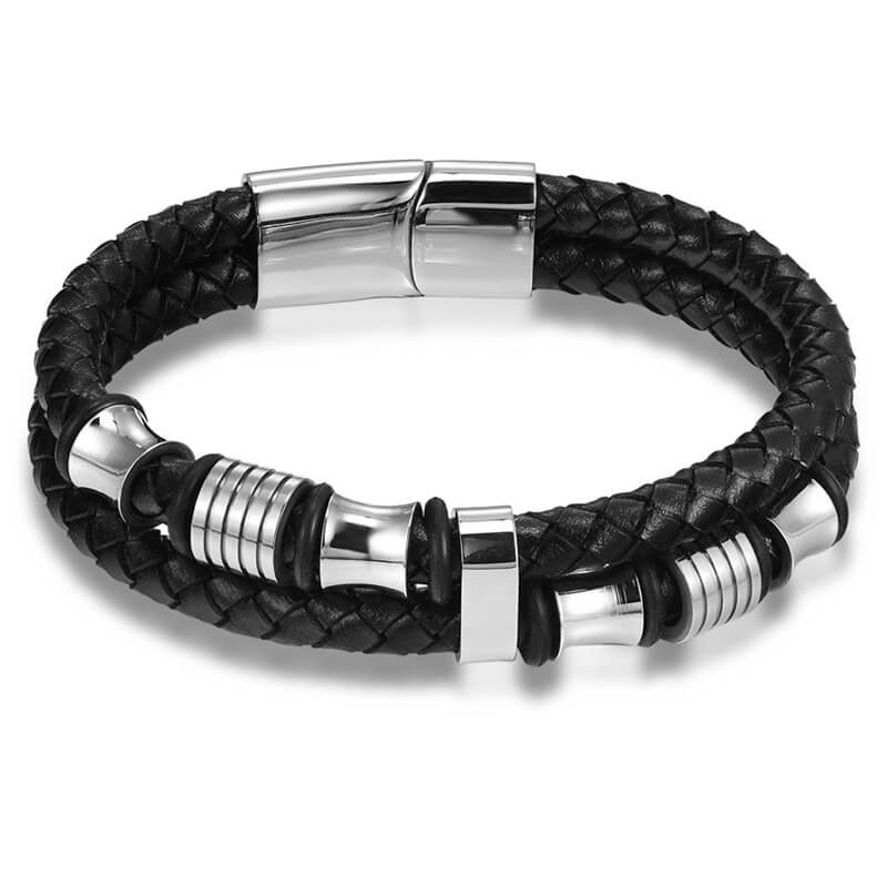 Wikinger Armreif mit Wikinger Style (Leder)