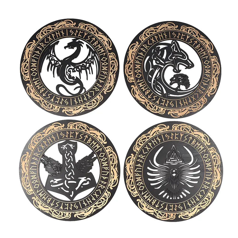Wikinger Deko Wand mit 4 Wikinger-Symbole