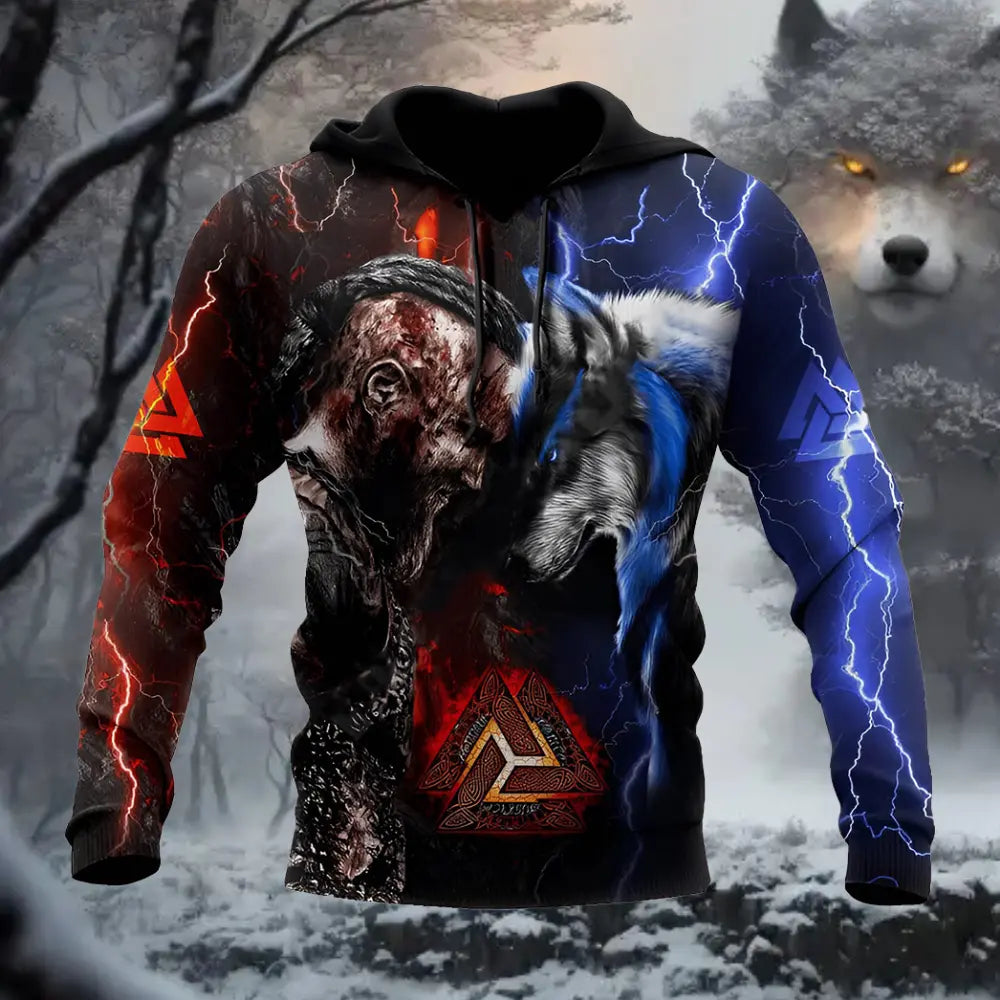 Wikinger Hoodie mit Ragnar und Wolf