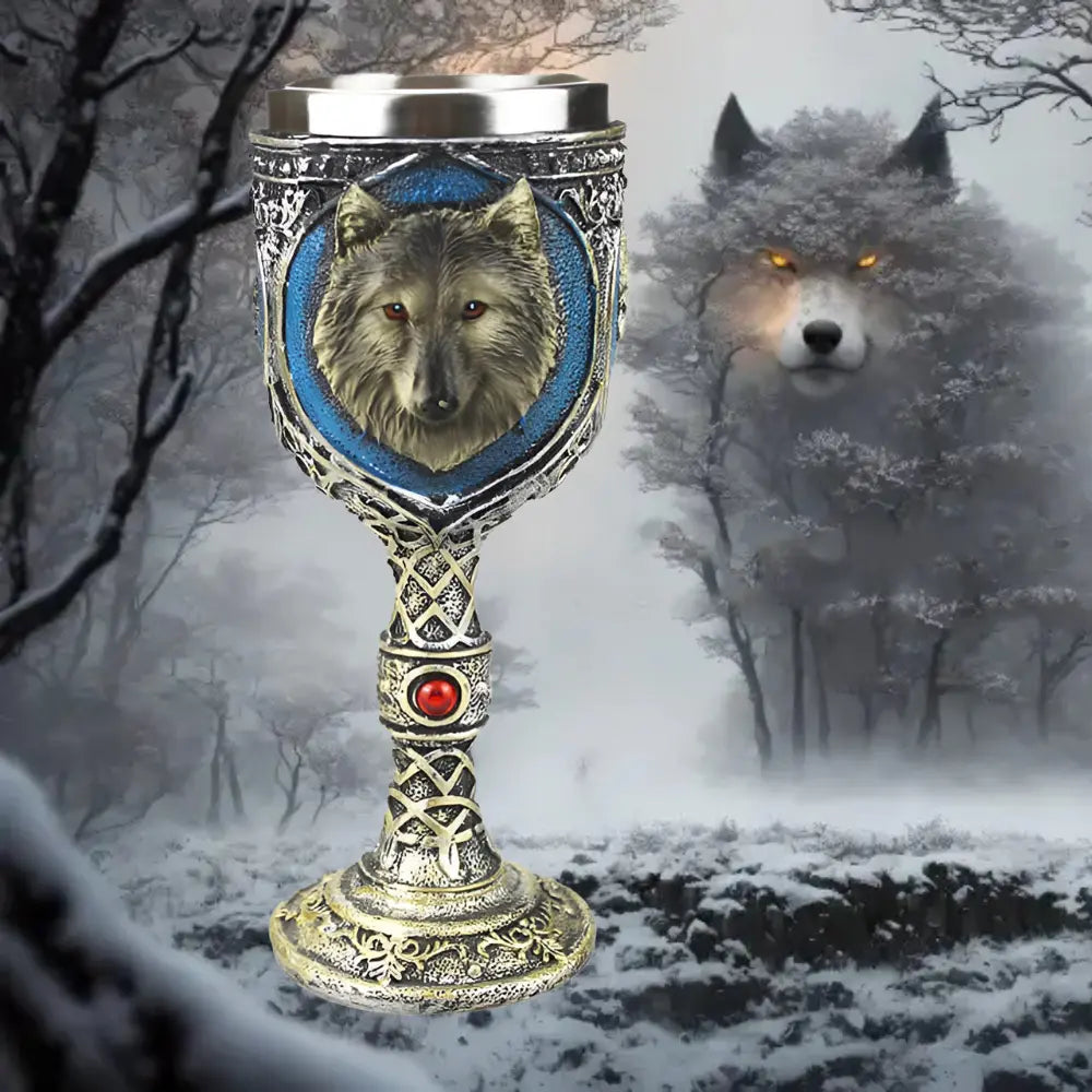 Wikinger Kelch mit Wolf