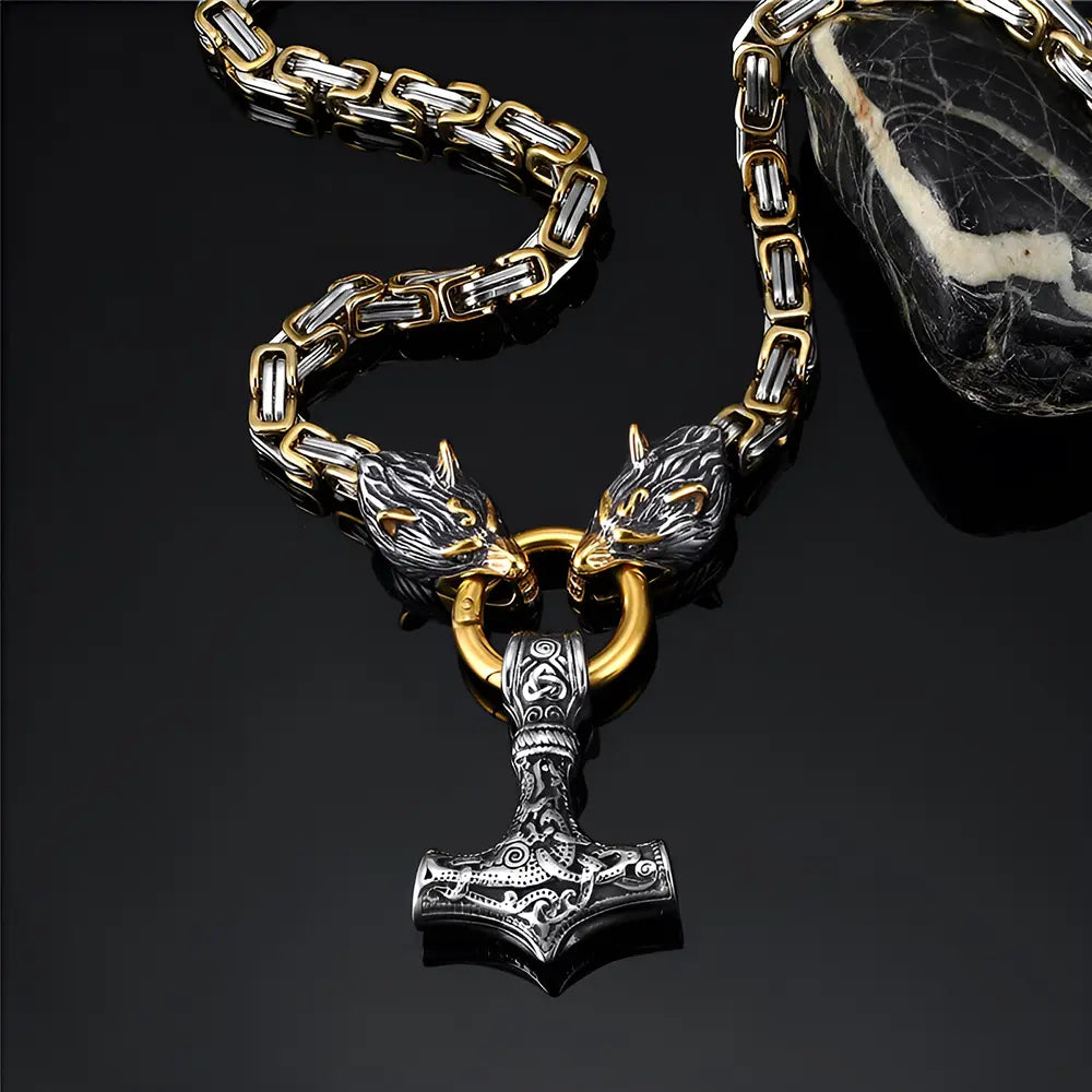 Wikinger Kette mit Fenrir Symbol