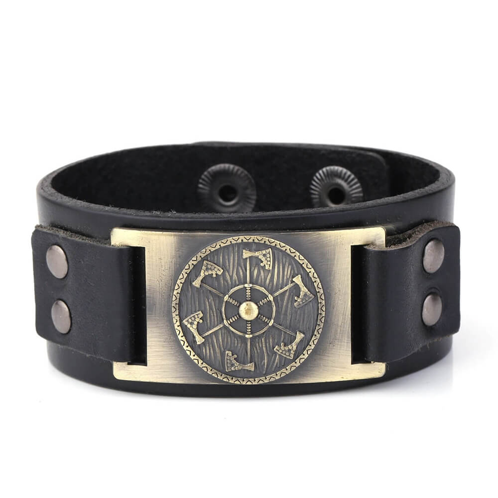Wikinger Lederarmband mit Keltische Axt
