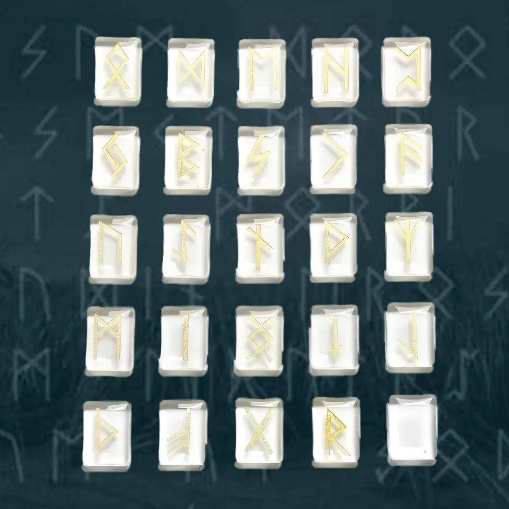 Wikinger Runen Alphabet Weißer Kristall