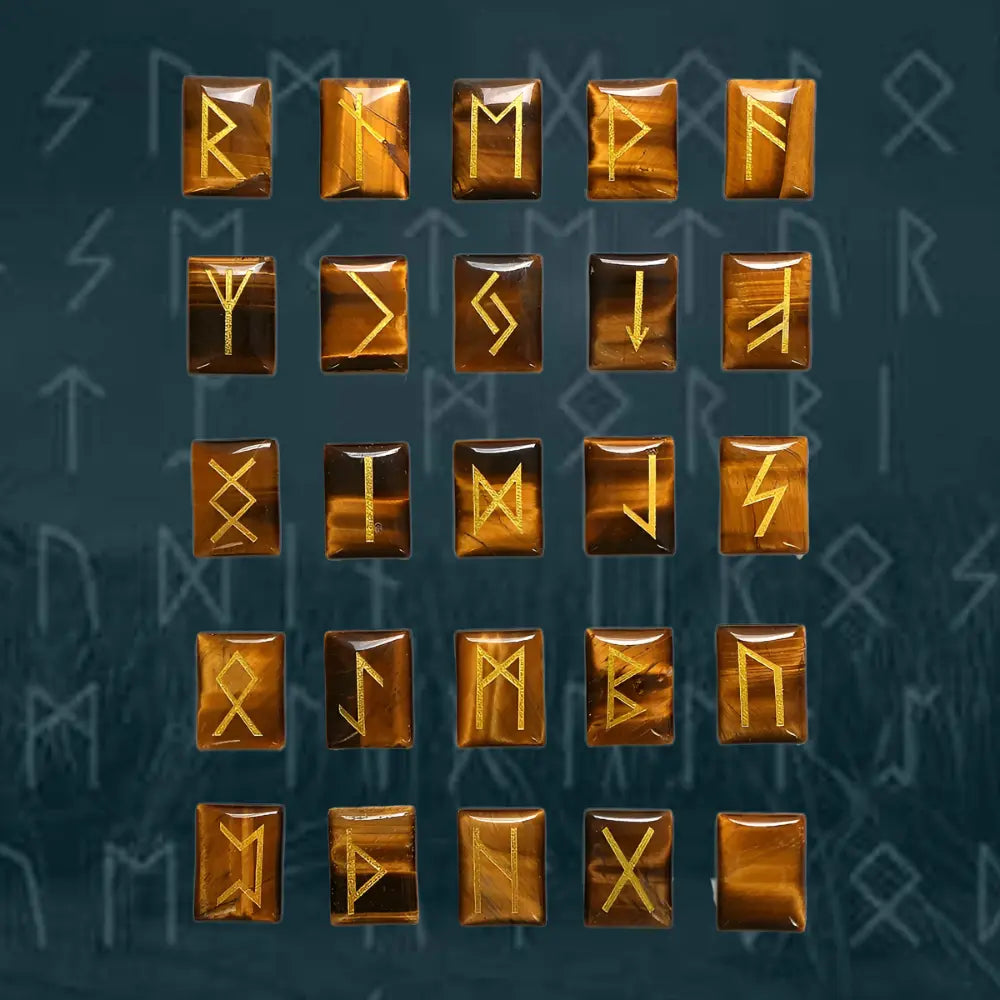 Wikinger Runen Symbole Tigerauge Stein