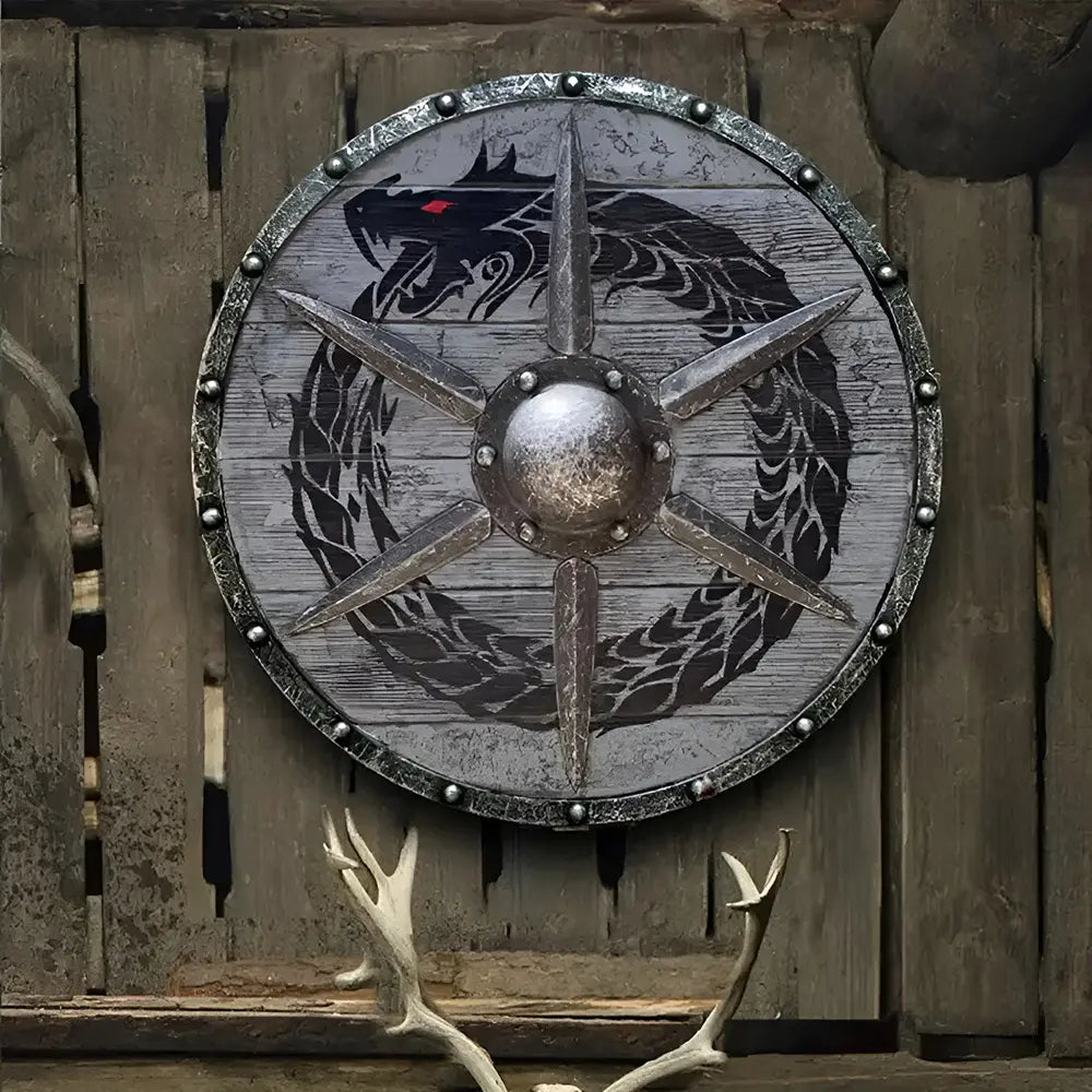 Wikinger Schild Holz mit Jormungand