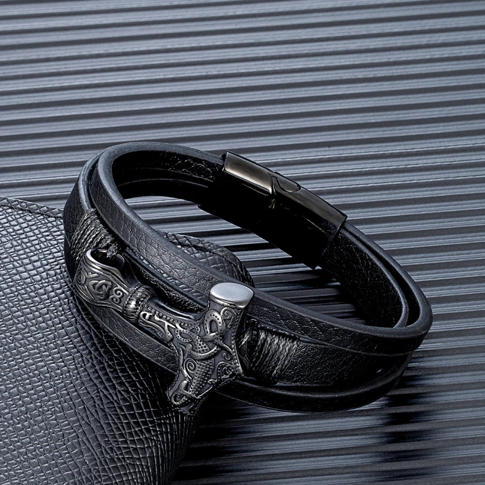 Wikinger armband leder herren | Valknut