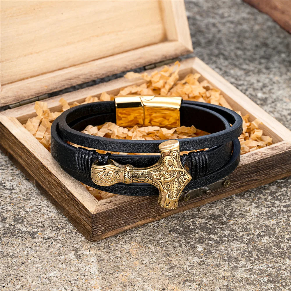 Wikinger armband leder herren | Valknut