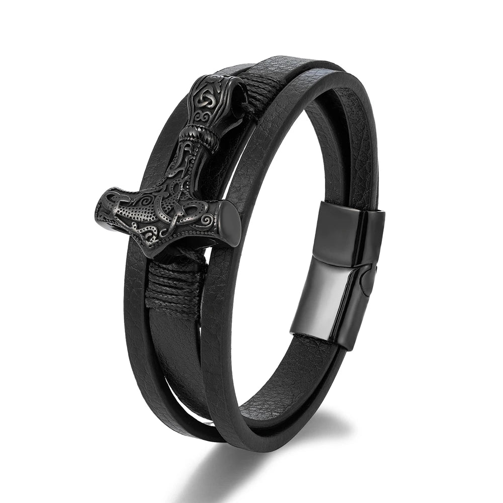 Wikinger armband leder herren schwarz