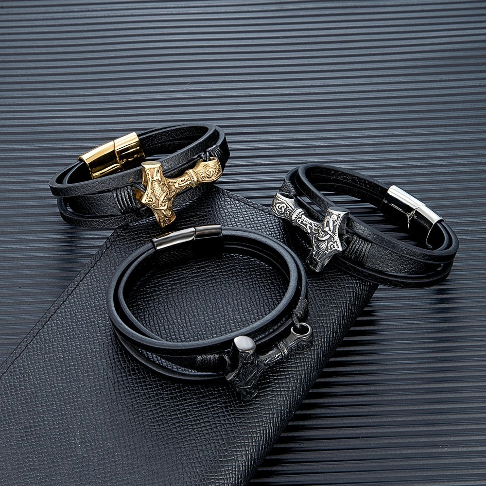 Wikinger armband leder herren | Valknut