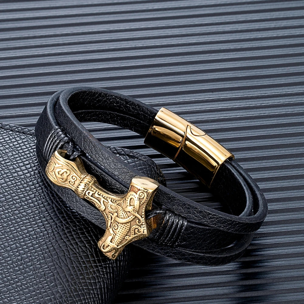 Wikinger armband leder herren | Valknut