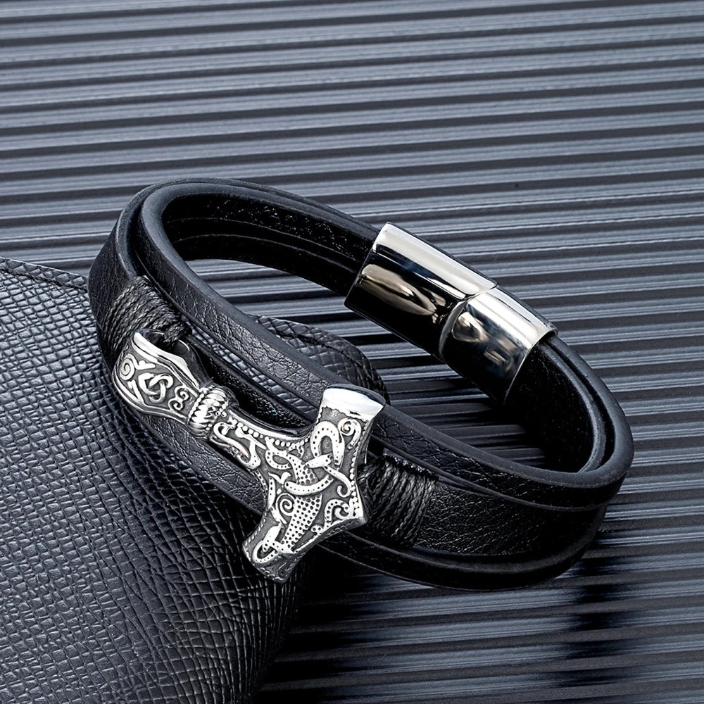 Wikinger armband leder herren | Valknut
