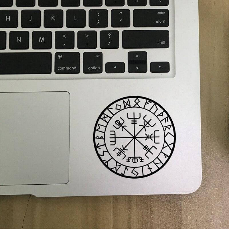 Aufkleber Wikinger mit Runen and Vegvisir