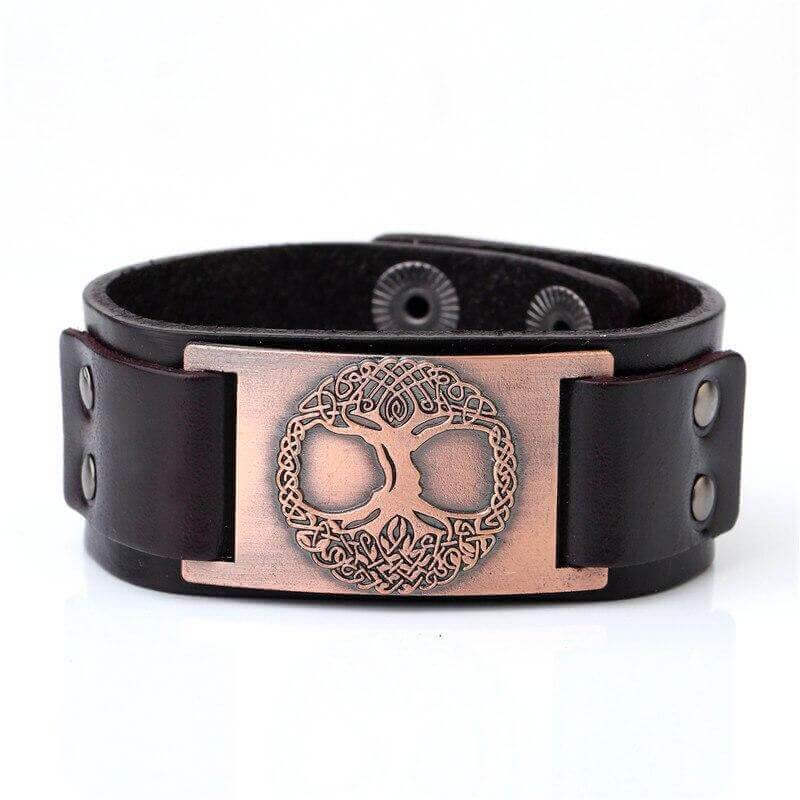 Braun Wikinger-Armband mit Baum