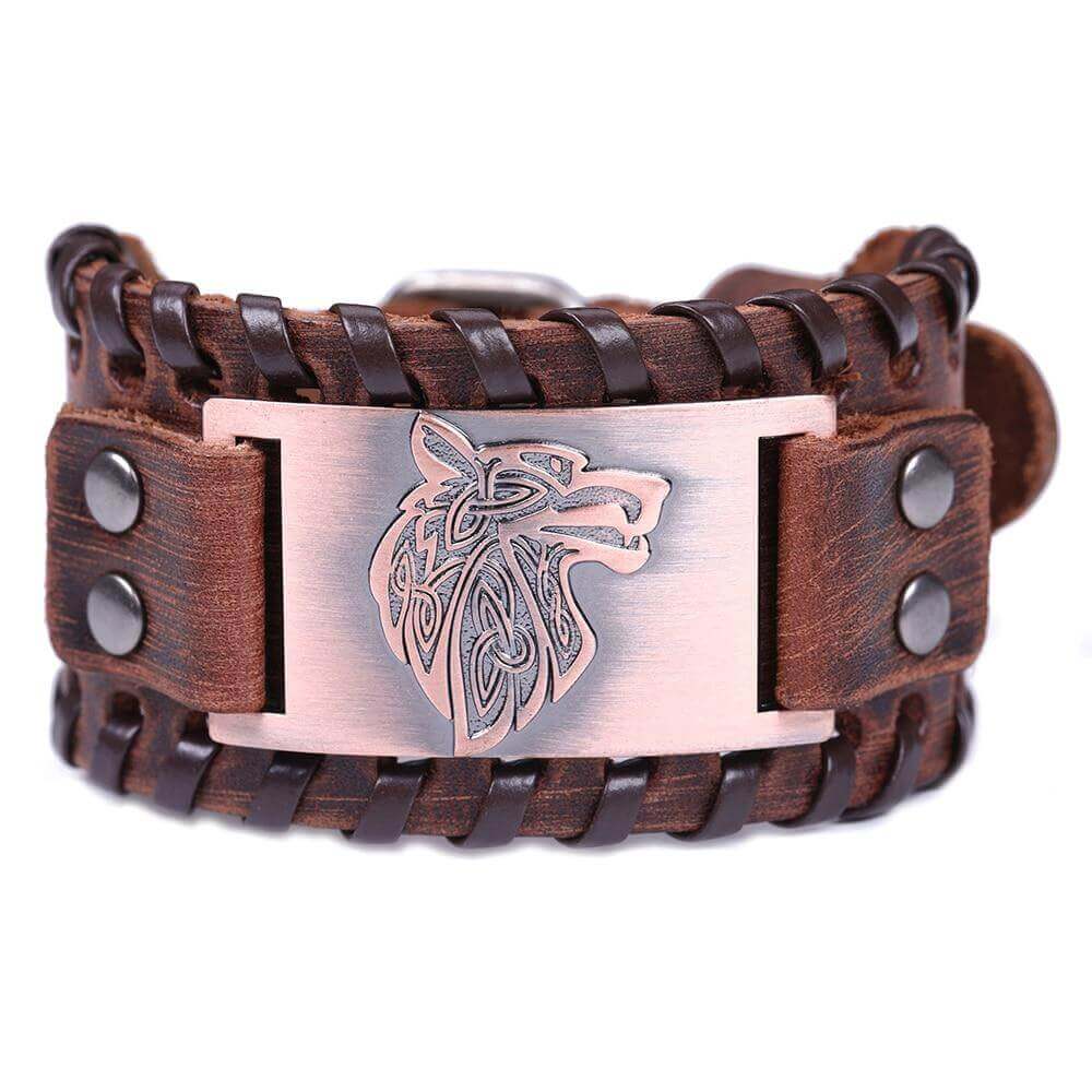Braun Wikinger-Armband mit Hati