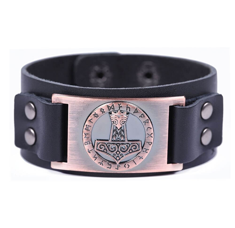 Großes Mjöllnir Wikinger-Armband mit Thor Hammer