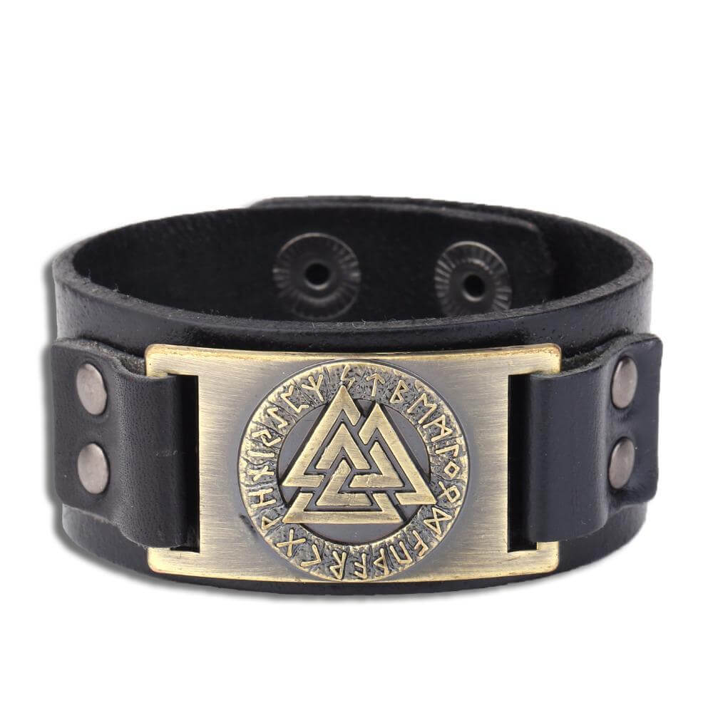 Grosses schwarzes Wikinger-Armband Valknut