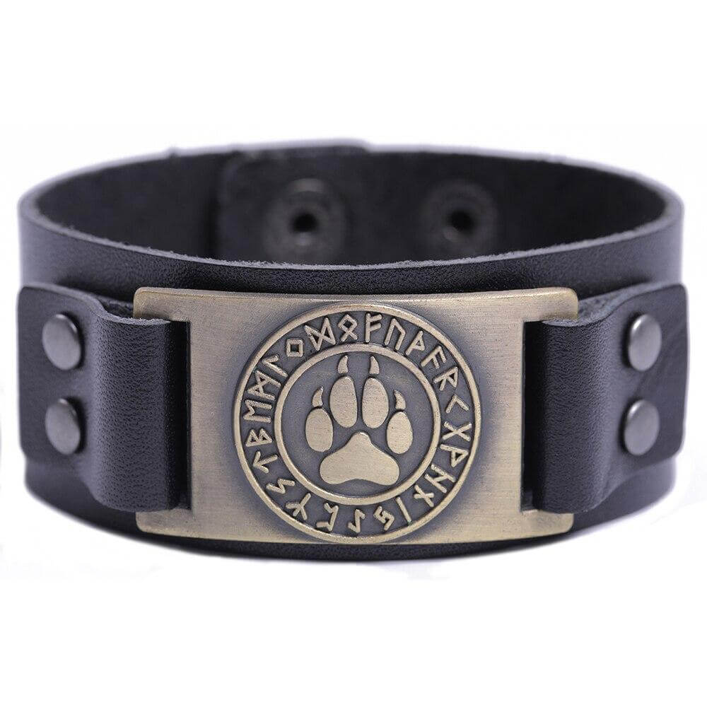 Großes schwarzes Wikinger-Wolfspfoten-Armband