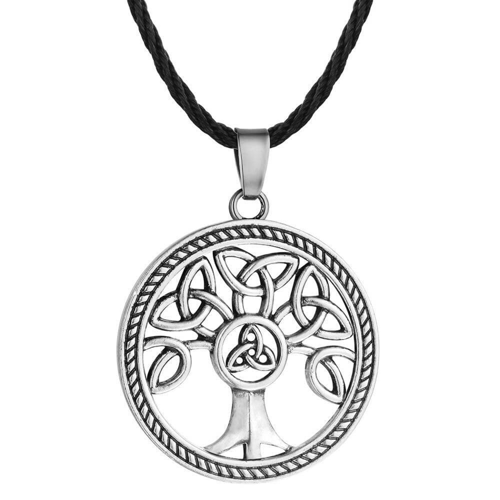Wikinger Kette mit Yggdrasil und Triquetra Blättern