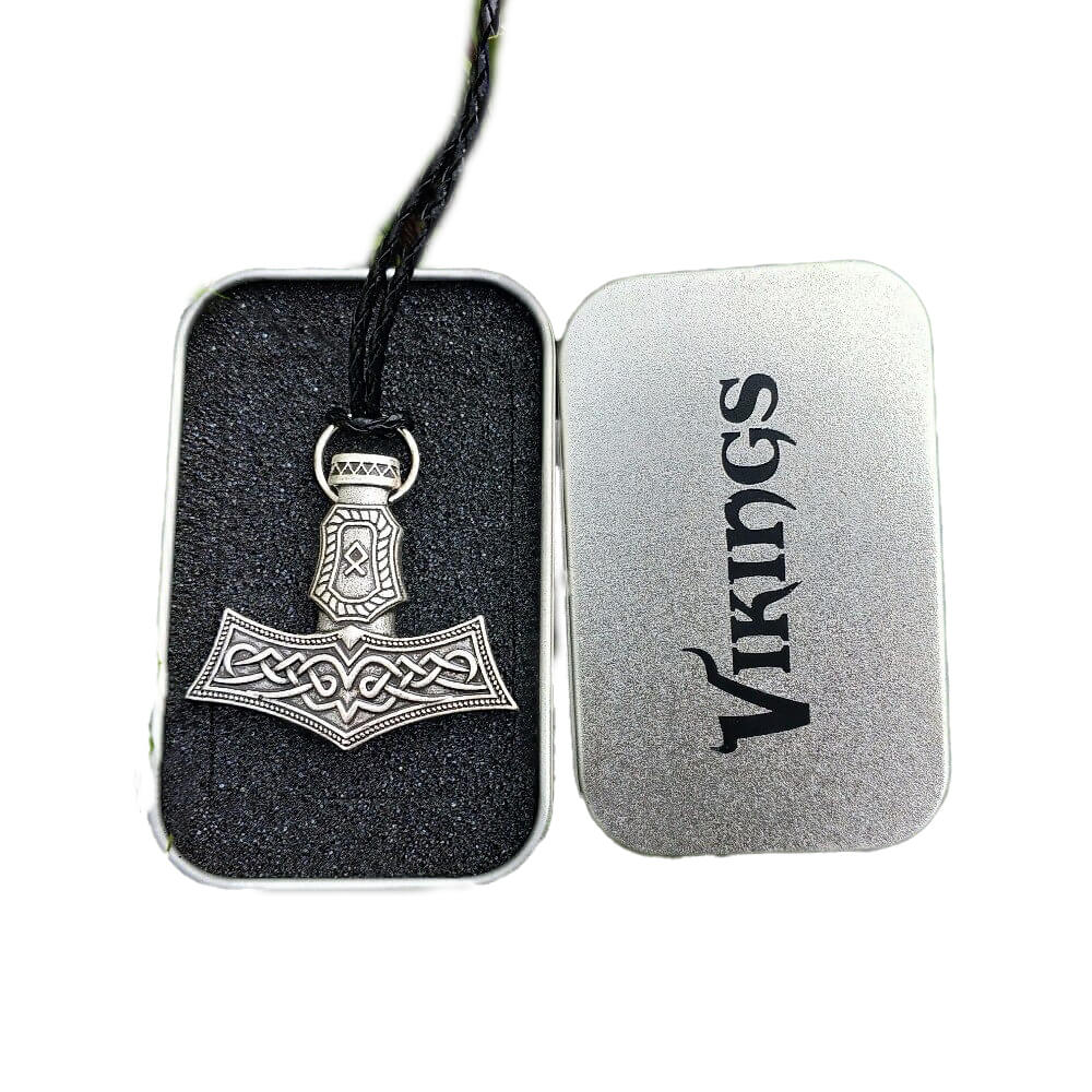 Wikinger Halskette <br> Hammer (Leder)