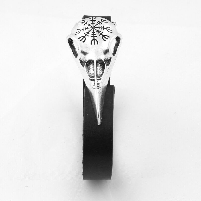 Keltisches Armband mit Schädel und Aegishjalmur-Symbol