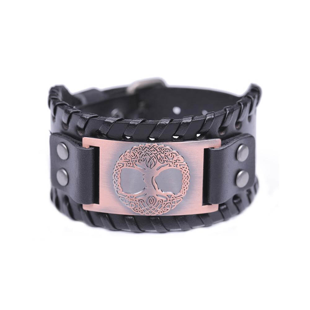 Schwarz Viking Armband mit Yggdrasil
