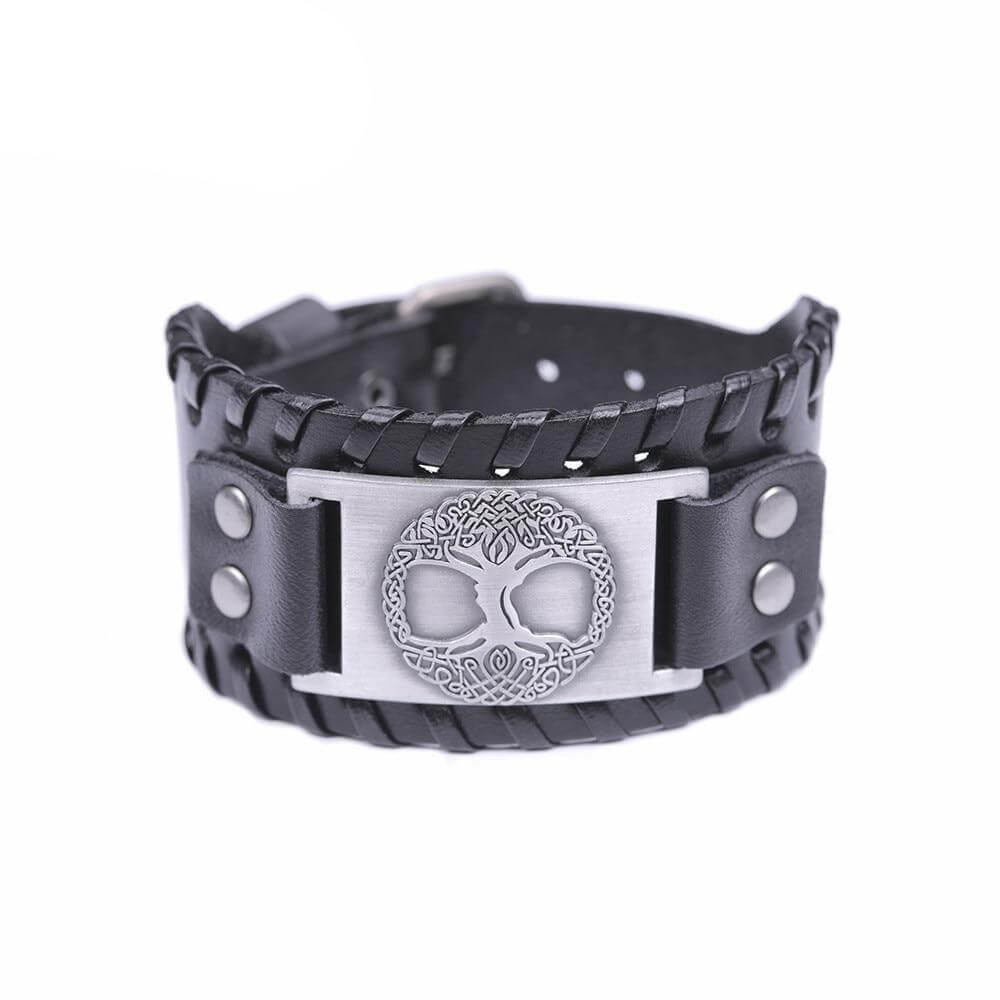 Schwarz Wikinger Armreif mit Yggdrasil