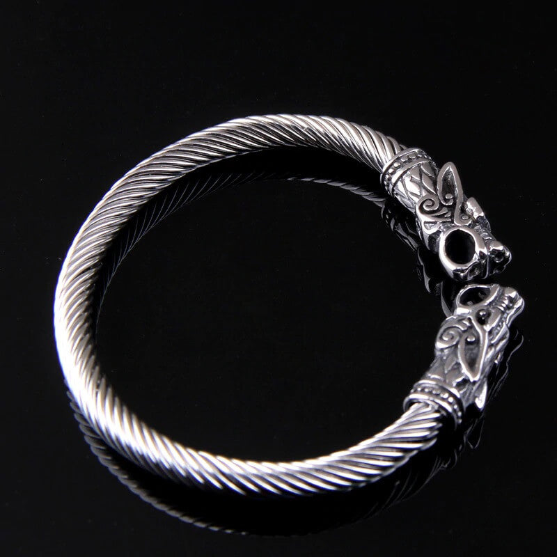 Stahl Wikinger Wolf Armband