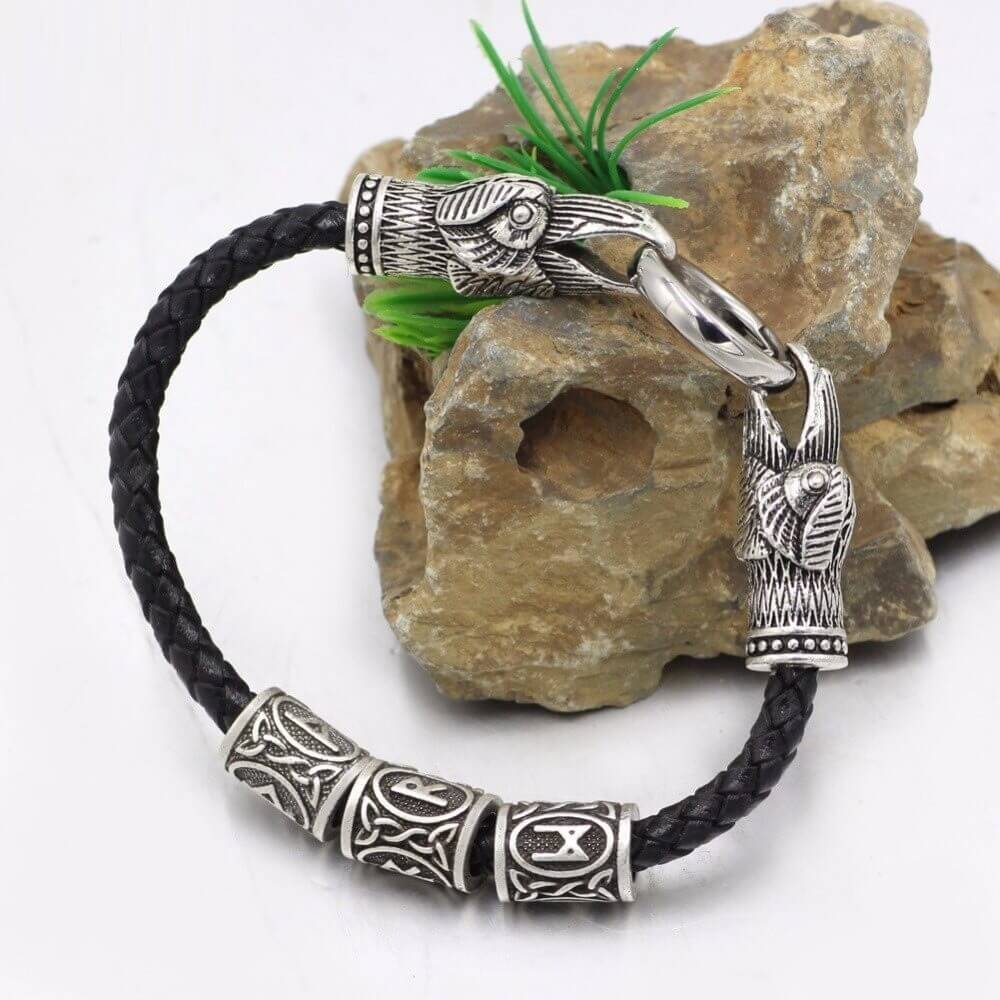 Wikinger Armband Lede mit Raben