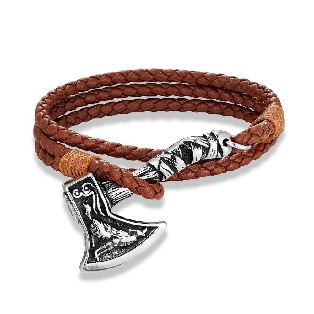 Wikinger Armband mit Wolf Axt