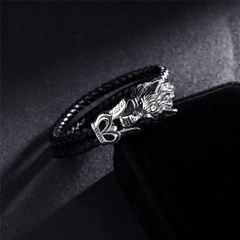 Wikinger Armband mit Wolf