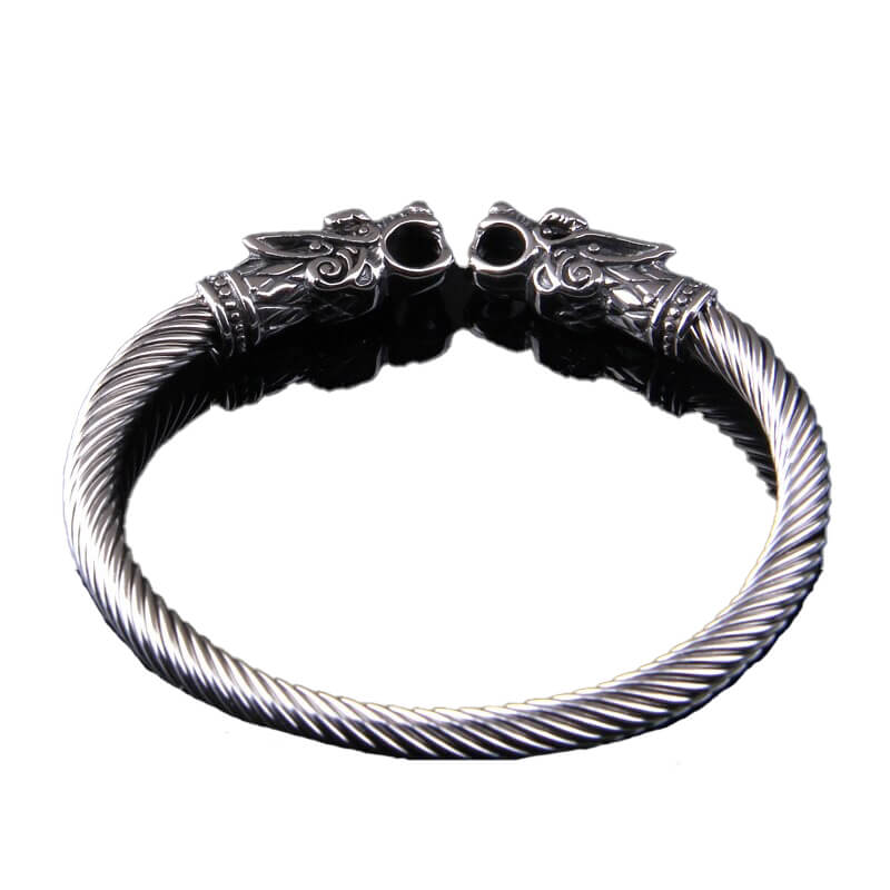 Wikinger-Armband mit Wolfskopf