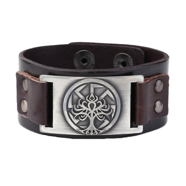 Wikinger Armband mit Yggdrasil und Schwarze Sonne