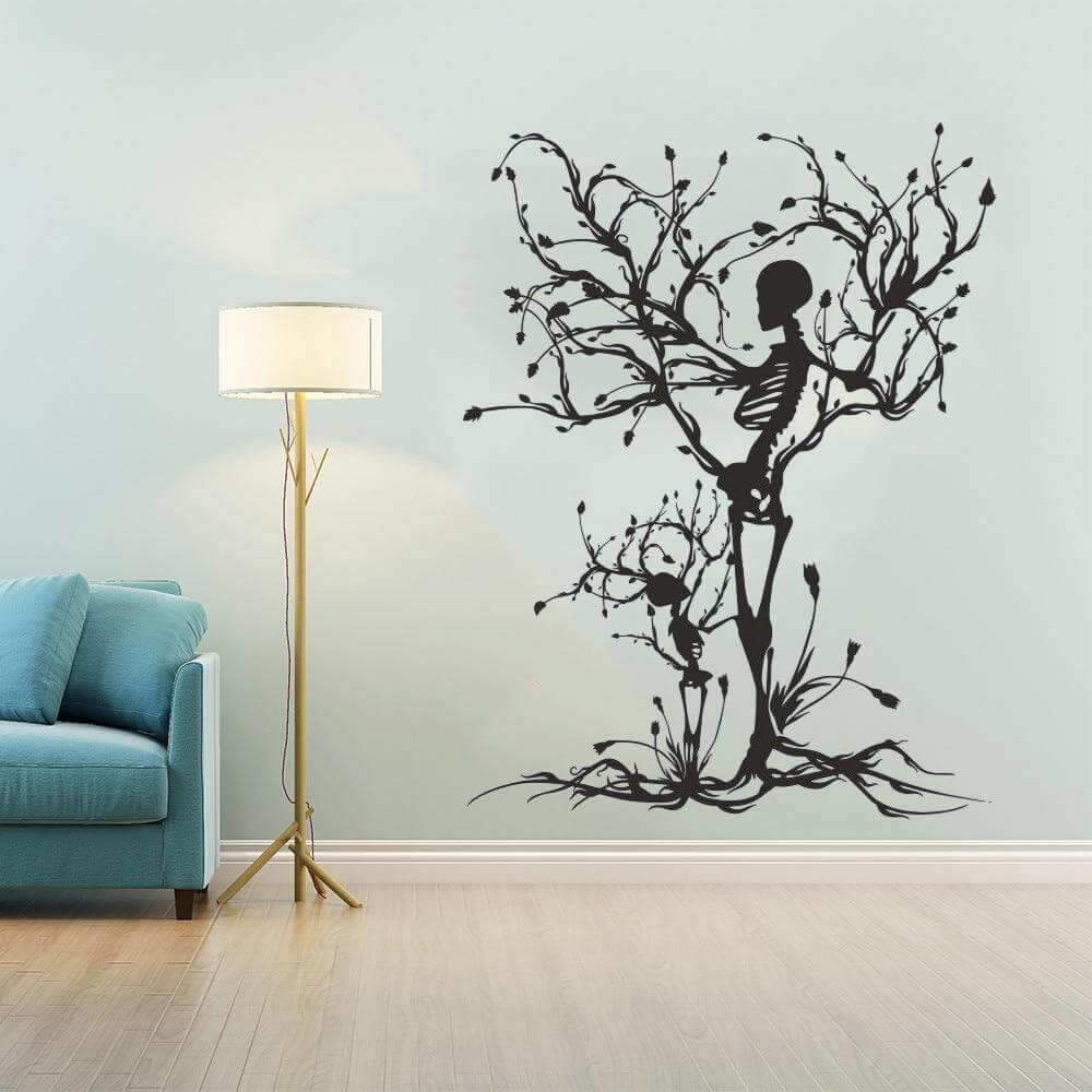 Wikinger Aufkleber mit Halloween Baum