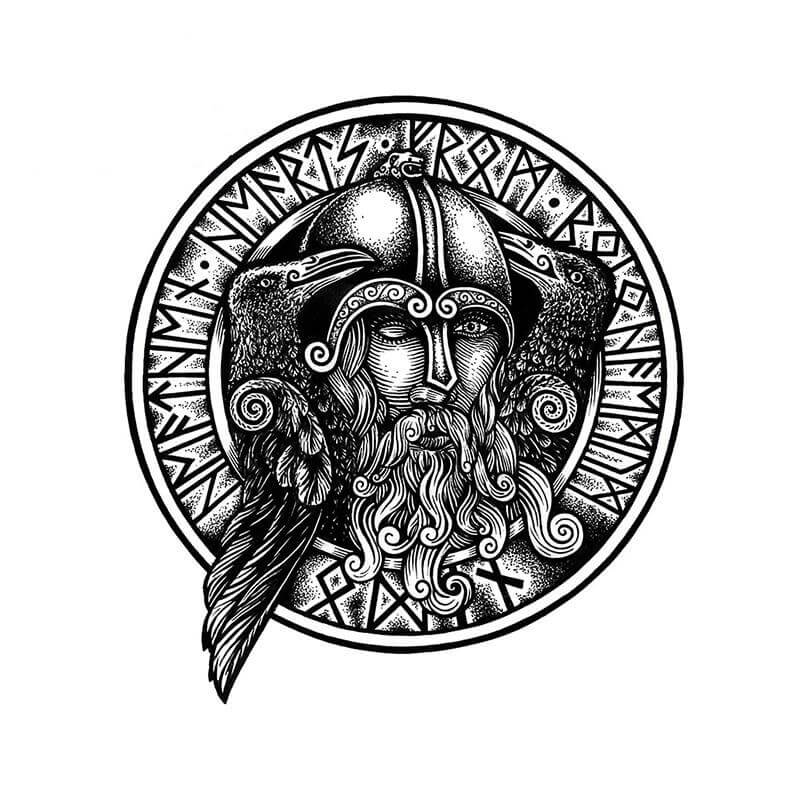 Wikinger Aufkleber mit Odin