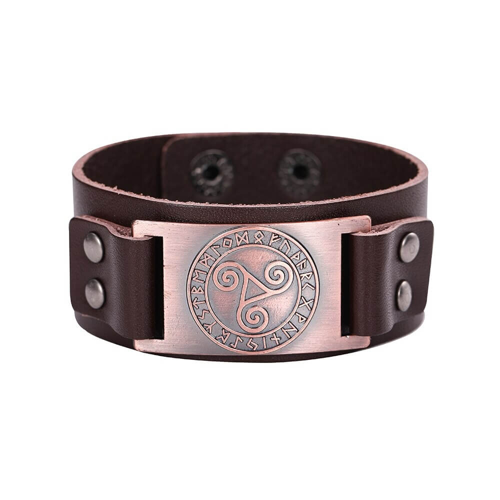 Wikinger Lederarmband mit Drei Elemente