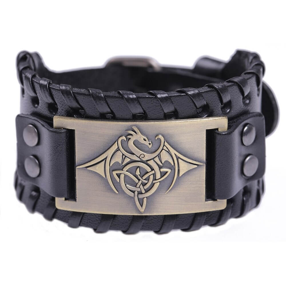 Wikinger Lederarmband mit Fáfnir