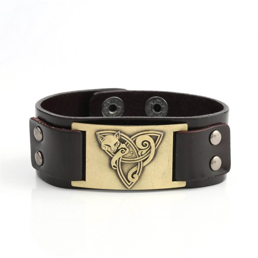 Wikinger Lederarmband mit Fuchs fur Manner