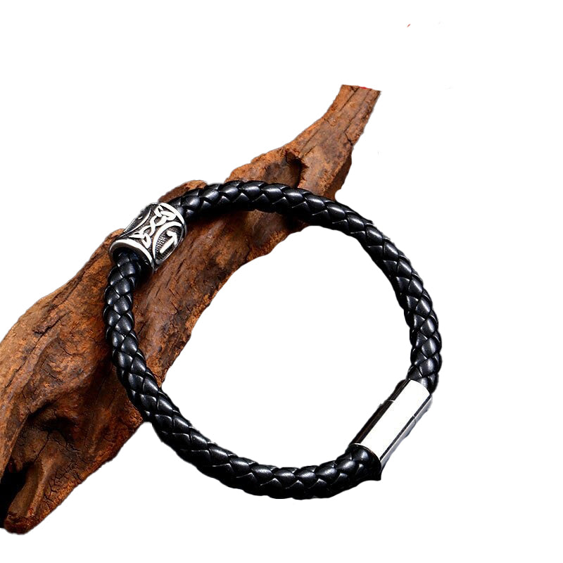 Wikinger Lederarmband mit Rune Tiwaz