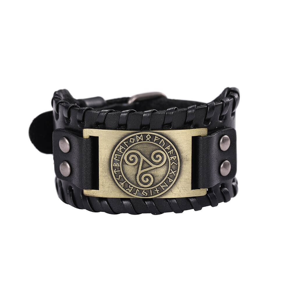 Wikinger Lederarmband mit Triskele