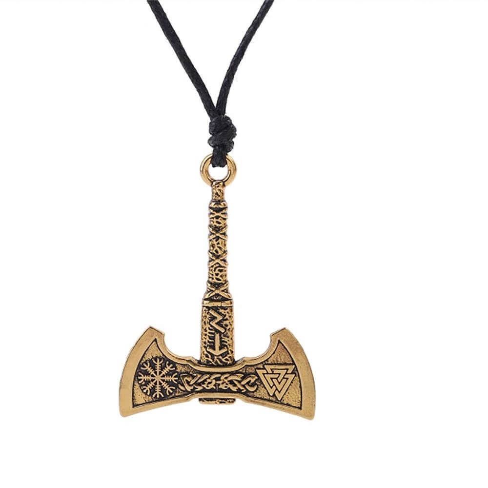 Wikinger Schmuck Gold mit Doppelklingen Axt
