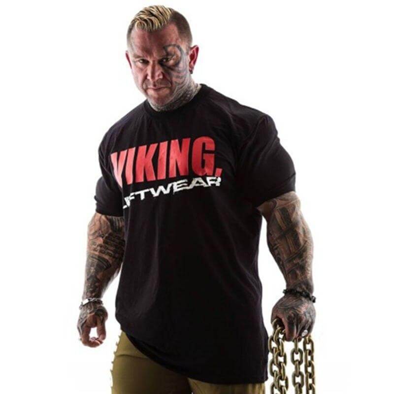 Tee Shirt Bodybuilding mit Wikinger Kopfbedeckung