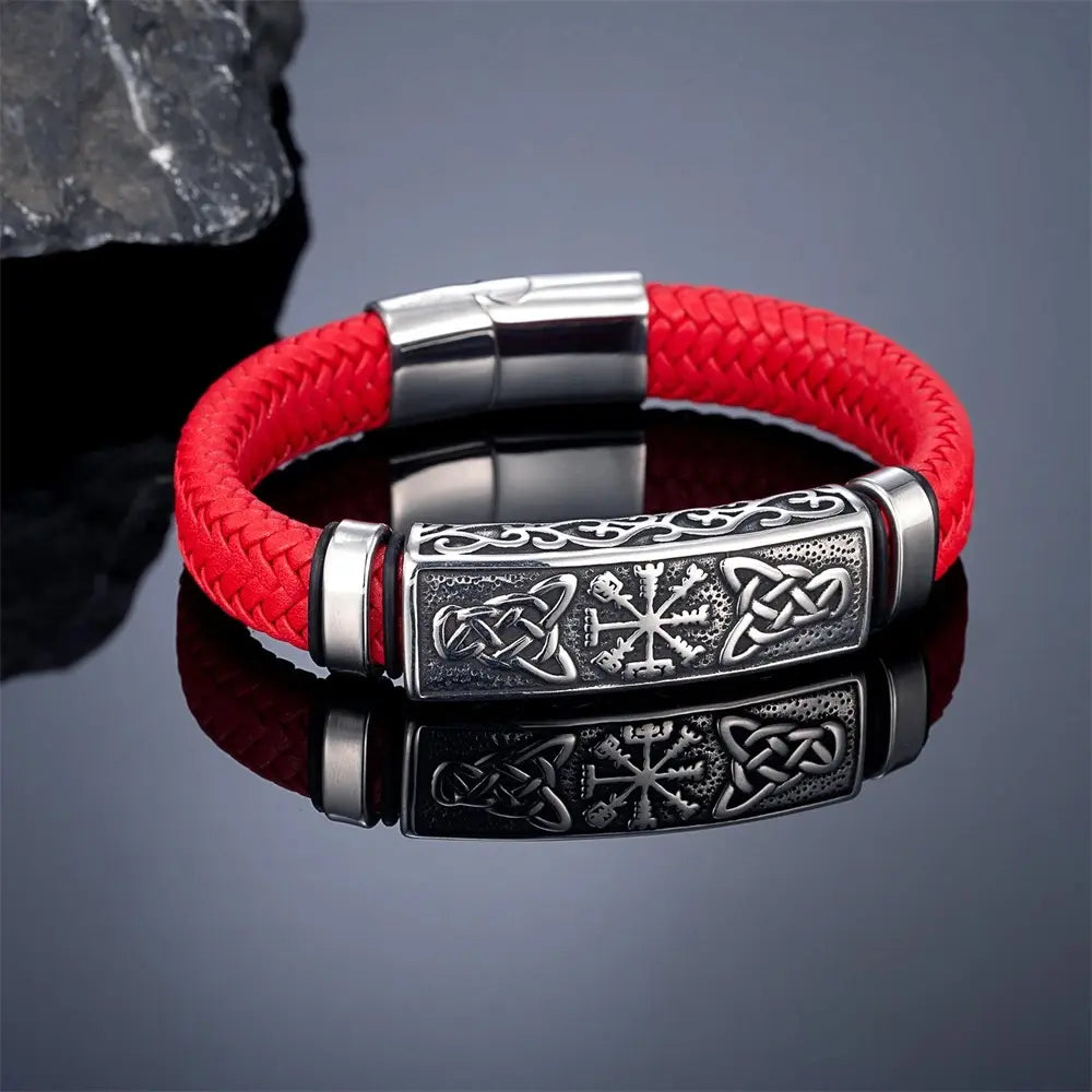Armbänder Herren Edelstahl Wikinger Rot
