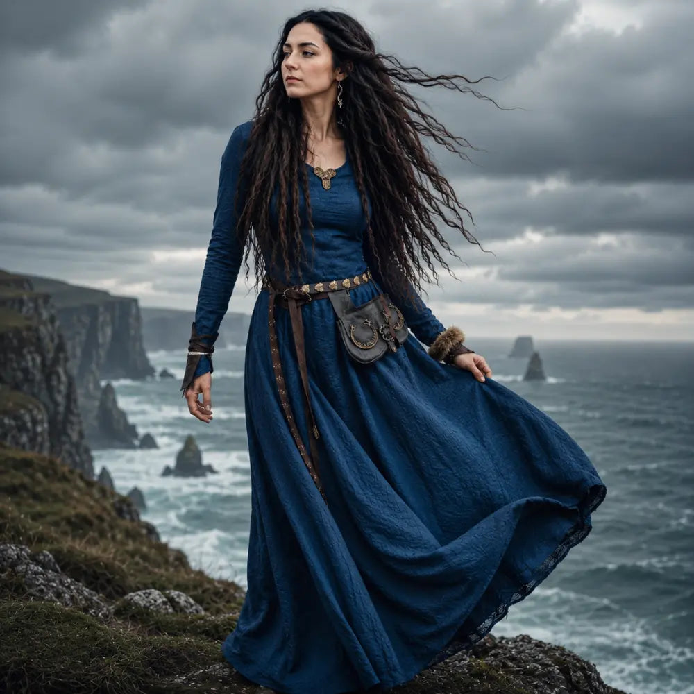 Blau Wikinger Frau Kleid